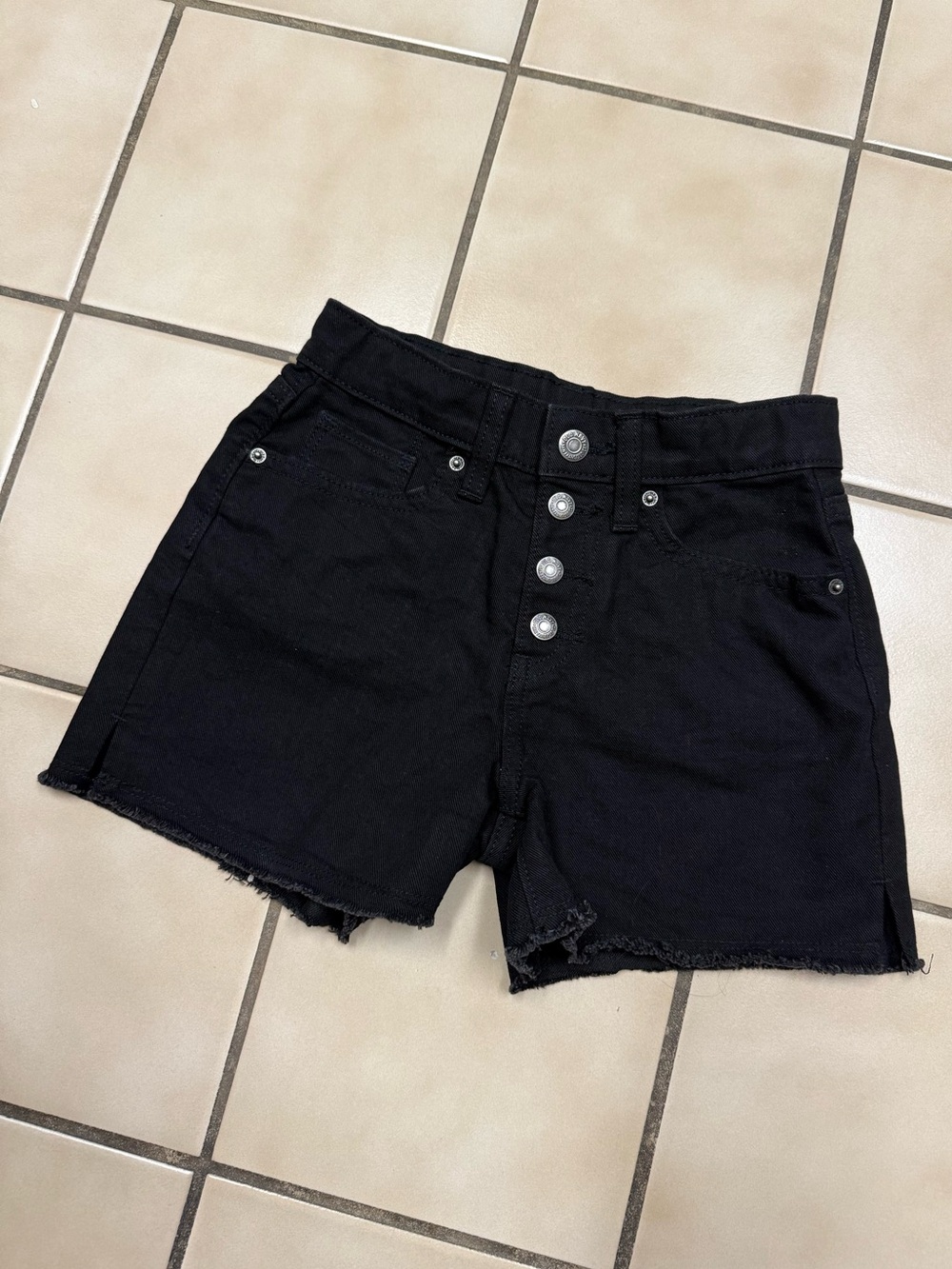 NWOT Girls Old Navy Black High-Rise Button-Front Denim Shorts